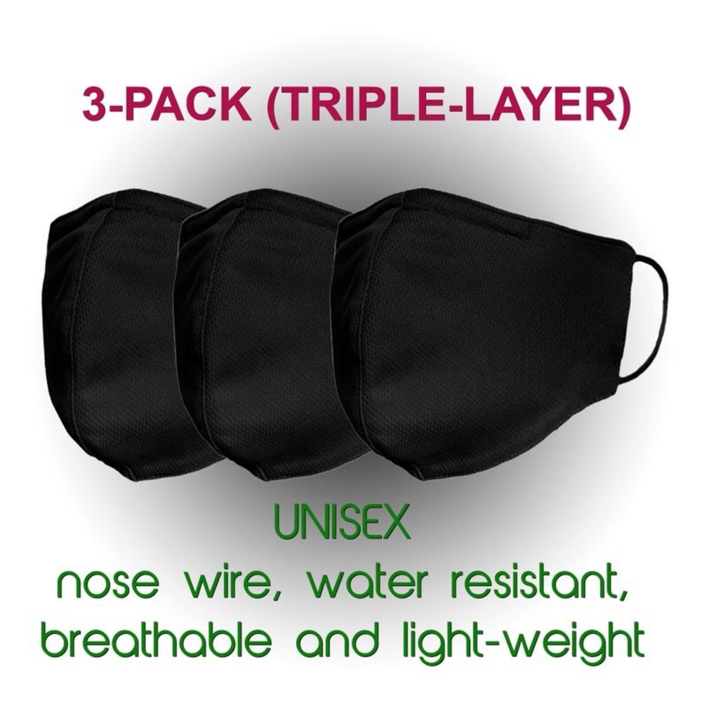 😷 3 Face Masks 3 Layers, Nose Wire, Breath…